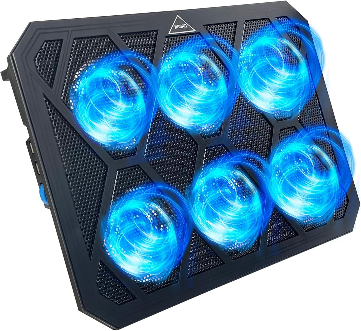 NAGAN Laptop Cooling Pad with 6 Fans, Ergonomic USB Powered Cooling Pad for Laptop with Dual USB 2.0 Ports, Height-Adjustable, Metal Mesh Gaming Notebook Cooler, Fits 14-17.3 inch Laptops