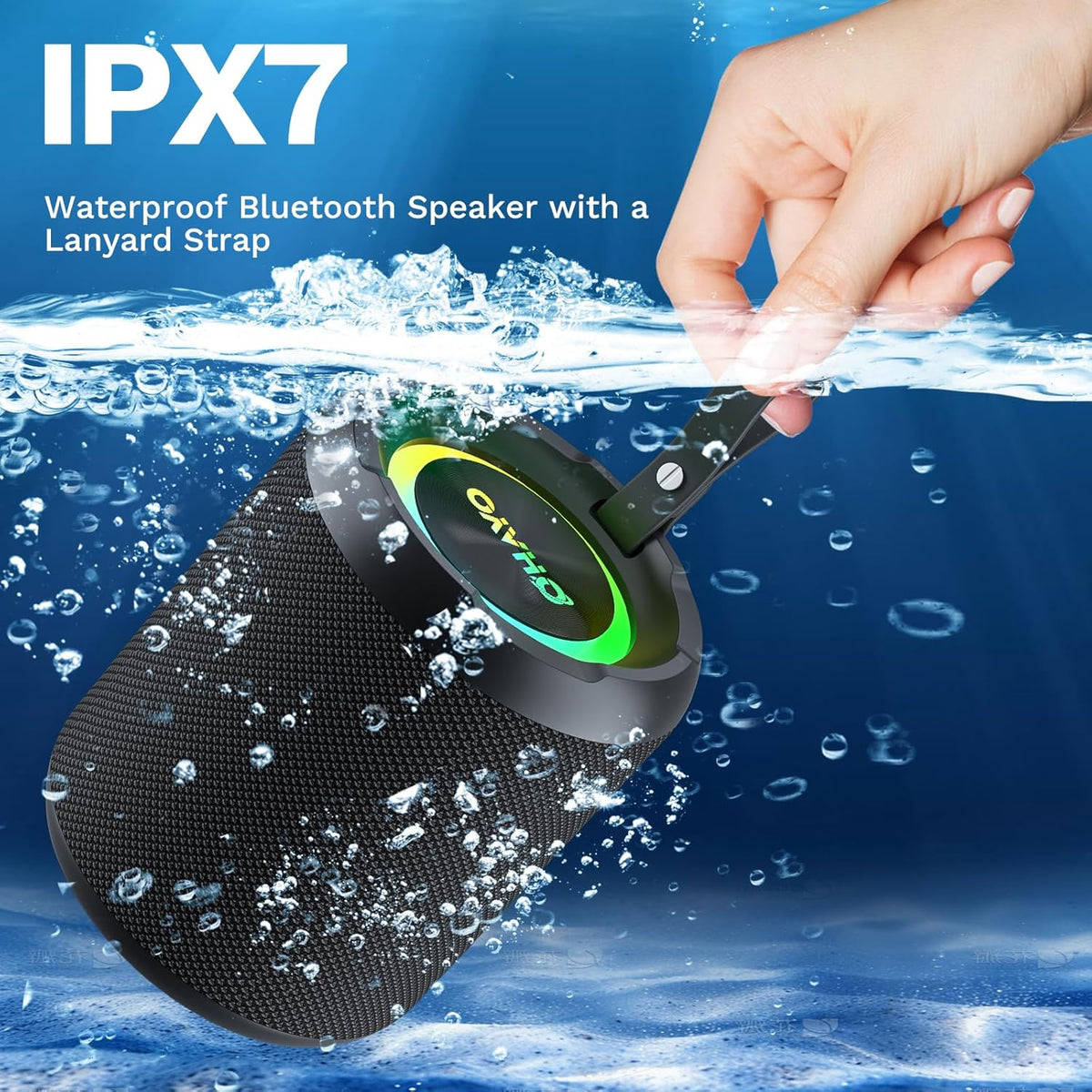 OHAYO 40W Wireless Portable Bluetooth Speaker with Lights, IPX7 Waterproof, Loud Sound, RGB Lights,TWS Pairing, AUX&TF-Card in, for Home/Party/Travel/Outdoor/Beach