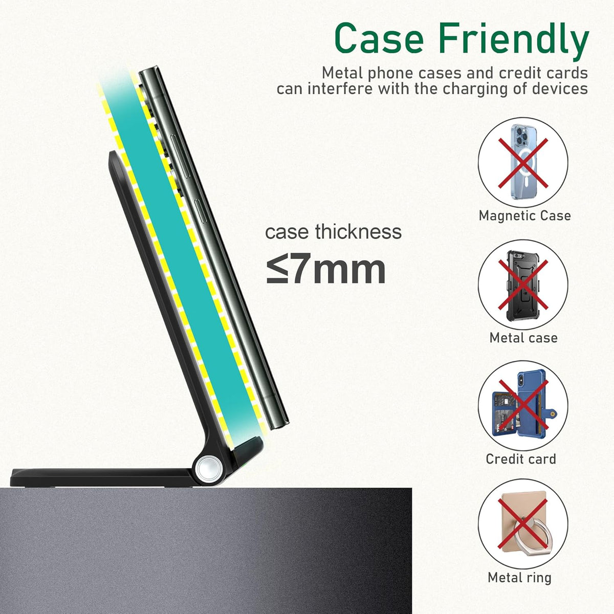 15W Wireless Charger Stand, Foldable Charging Station for Samsung Galaxy S25 S24 S23 S22 S21 S20 Ultra S10 S9 S8 S7 Note10 9 8 7, Desk Stand Up Phone Charger iPhone 16 15 14 13 12 Pro Max
