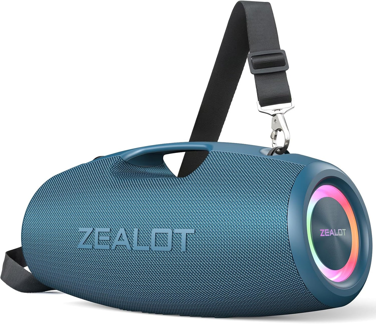 ZEALOT Bluetooth Speaker,120W Wireless Speakers with Booming Bass,IP67 Waterproof Speaker with LED Light, BT 5.2, Loud Bluetooth Speakers for Camping,Beach,Gifts(Blue)