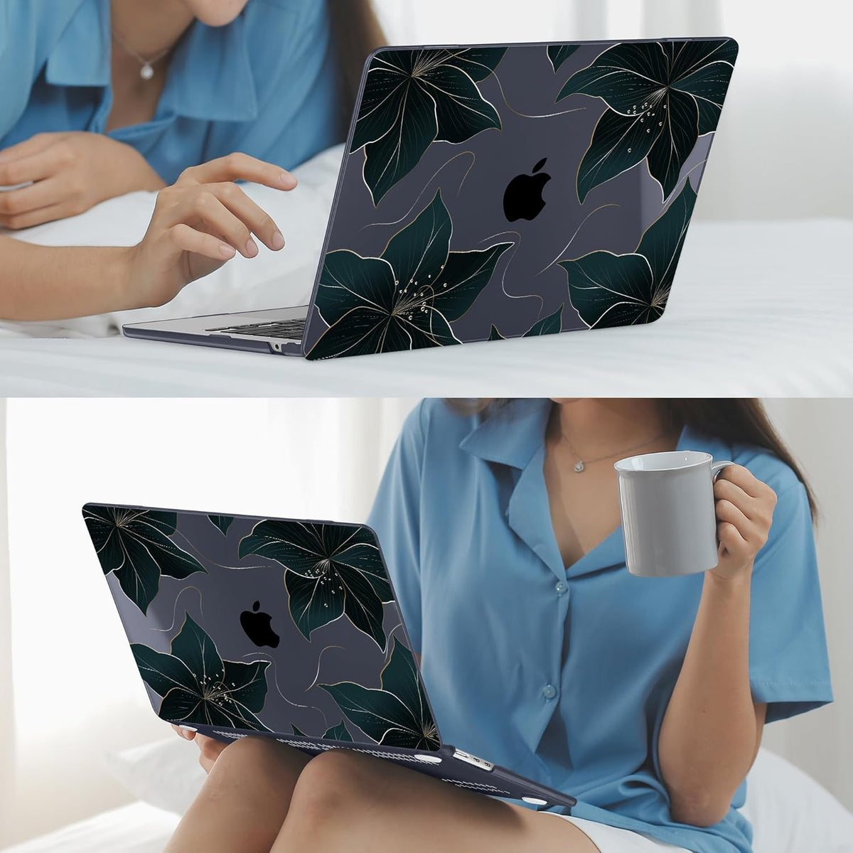 Mektron for 2025 M4 MacBook Air 13.6 Inch A3240 Case Fits 2023 A2681 M2 2024 A3113 M3 Chip with Liquid Retina Display Touch ID, Printed Plastic Hard Shell Cover for MacBook Air 13.6", Floral C218