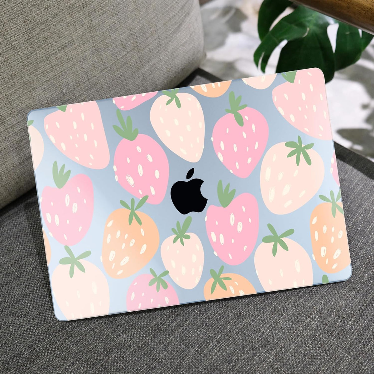 MEEgoodo for M4/M3/M2 MacBook Air 15.3 inch Case 2025 2024 2023, Case Fit Model (A3241/A3114/A2941) for MacBook Air 15 inch, Laptop Hard Shell with Keyboard Cover, Cute Drawn Strawberries