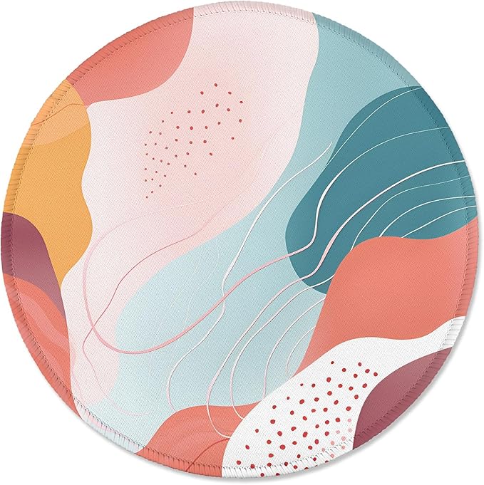 ITNRSIIET Round Mouse Pad with Stitched Edge Premium-Textured Waterproof Non-Slip Rubber Base Desktop Protection Mat Diameter 8.7 inches, Art Style Pattern