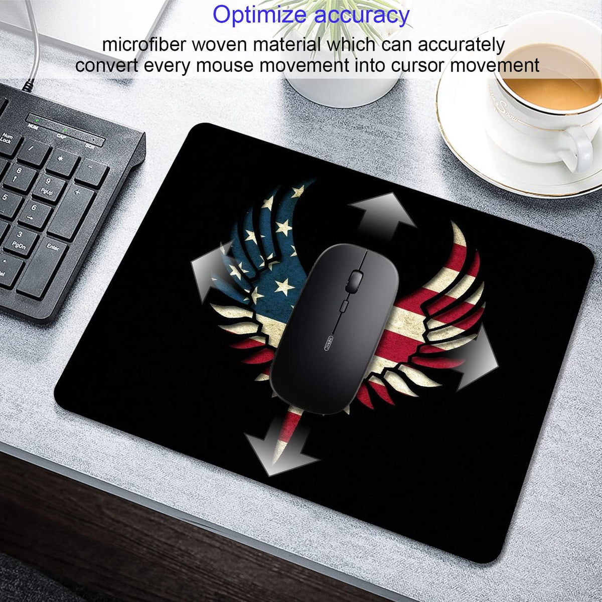 America Flag Mouse Pad Personalized Art Design Computer Laptop Non-Slip Rubber Mouse Pad 9.5x7.9 Inch