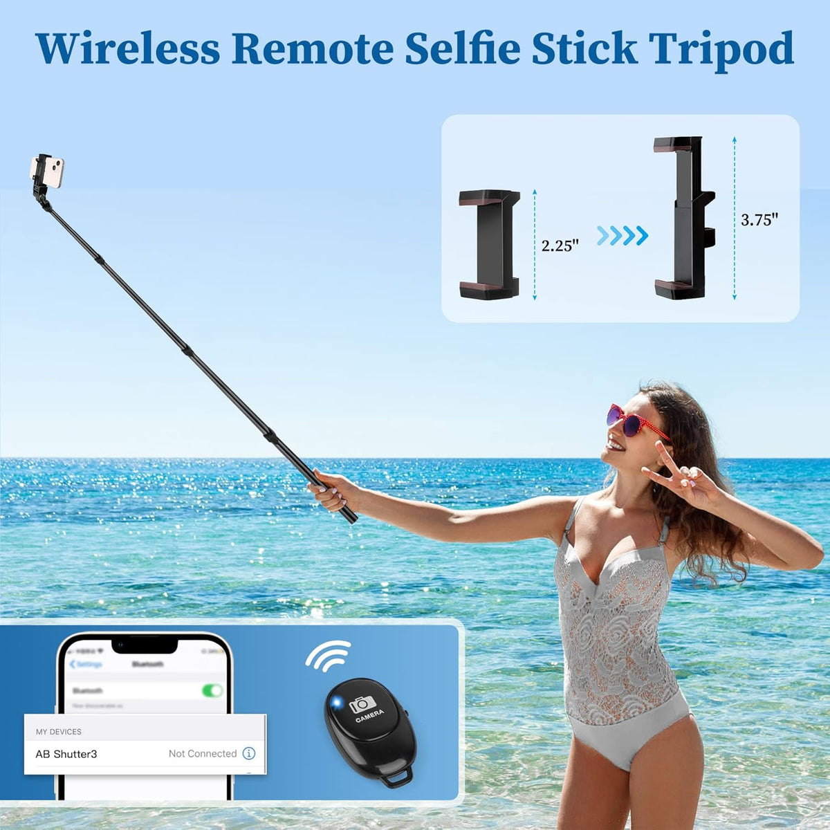 Phone Tripod, 70" Selfie Stick Tripod Stand Cell Phone Tripods with Remote Phone Holder Carry Bag, Aluminum Alloy Selfie Stick Tripods, Compatible with iPhone Samsung GoPro Smartphone