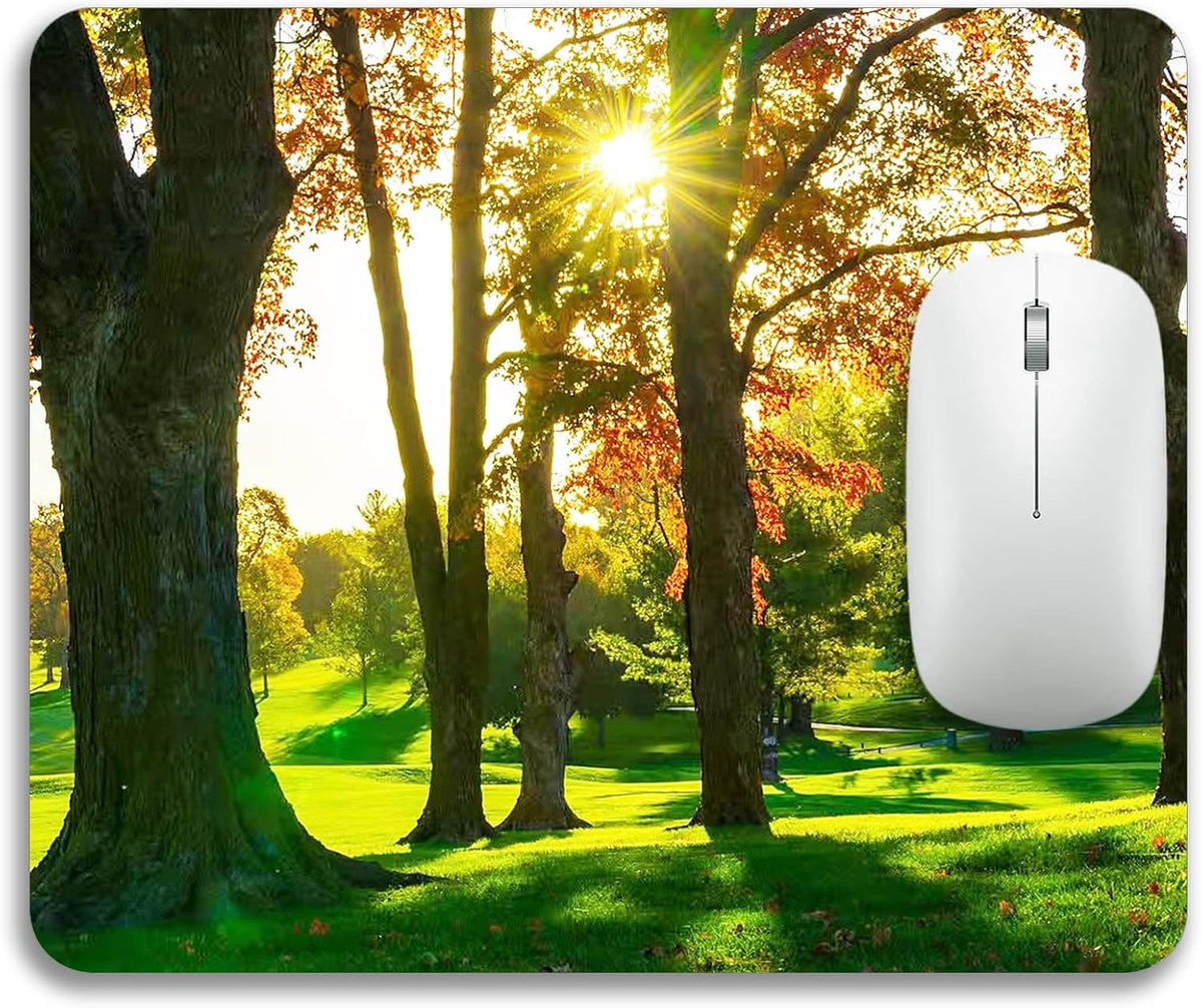 Beautiful Natural Scenery Forest Design Mouse Pad Mat Rectangle Non-Slip Rubber Base Mousepad