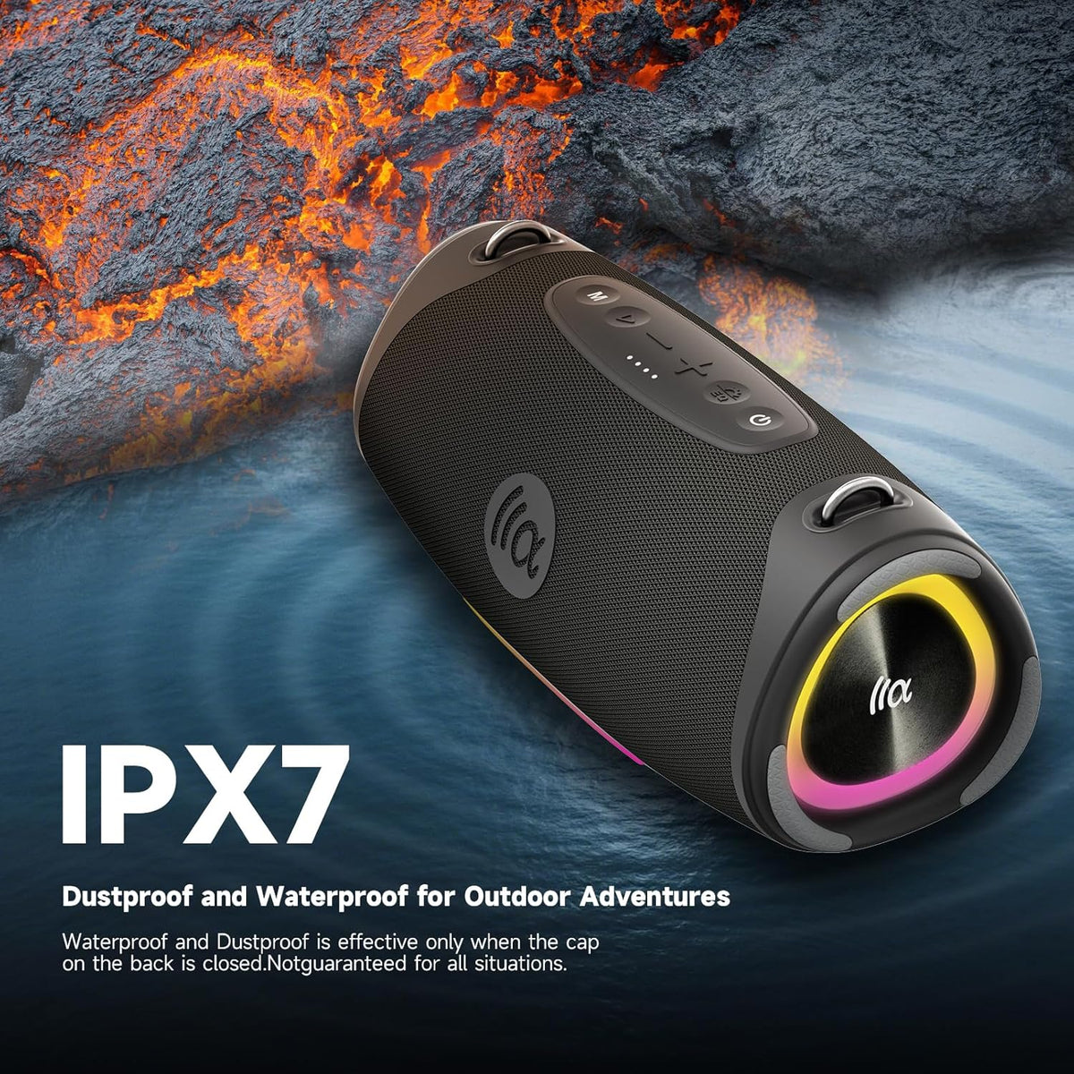 Portable Bluetooth Speaker,IPX7 Waterproof 80W Loud Stereo Sound Wireless Outdoor Speaker for Pool,Shower,Camping Bike Use,8H Playtime