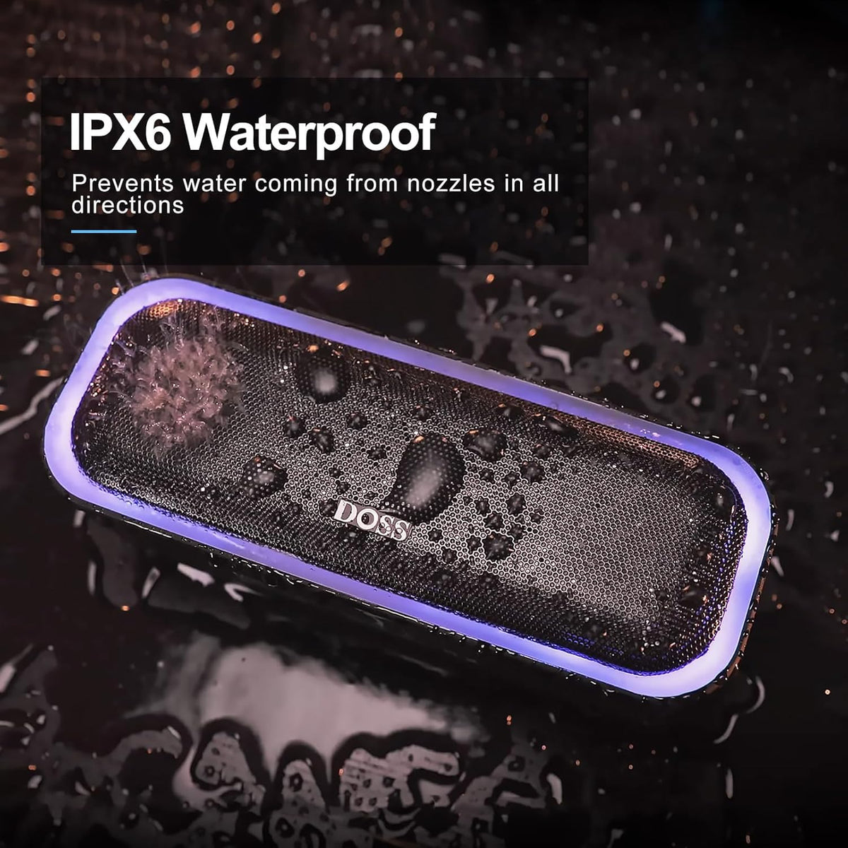 DOSS SoundBox Pro Bluetooth Speaker with 20W Stereo Sound, Active Extra Bass, IPX6 Waterproof, TWS Pairing, Multi-Colors Lights, 20H Playtime, Portable for Outdoor-Cypress Green