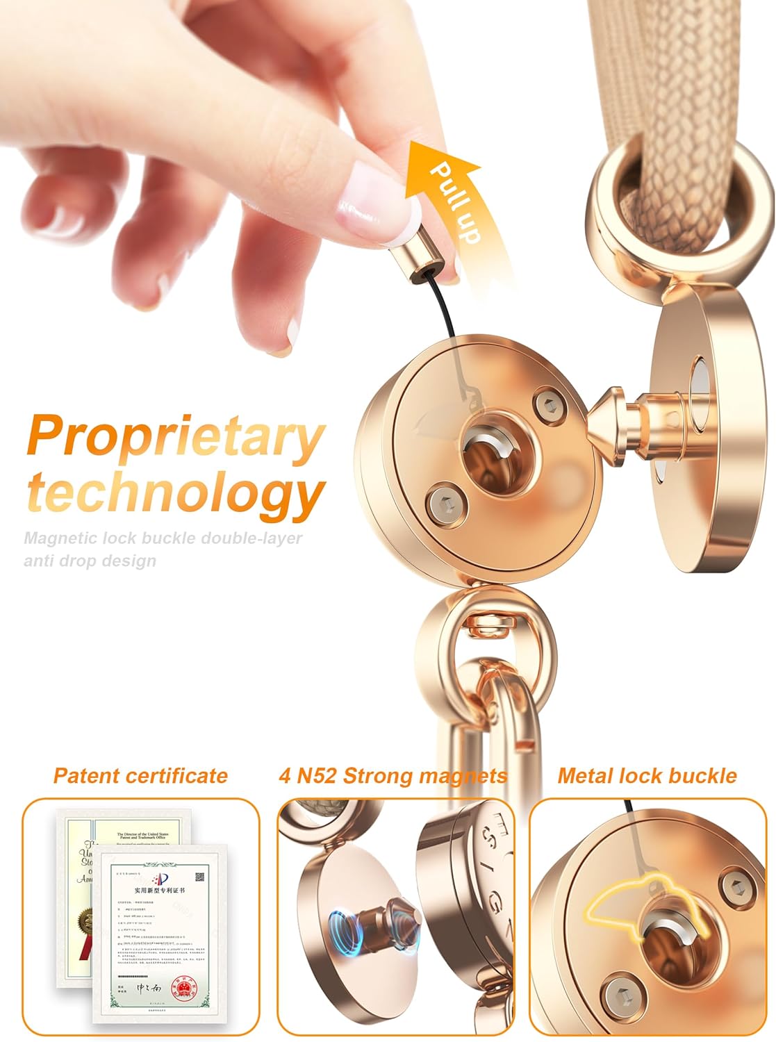 Phone Lanyard Crossbody【Upgraded Quick-Release Magnetic Buckle】 3 Tabs,360°rotatable,Adjustable Strap,Neck Anti fall