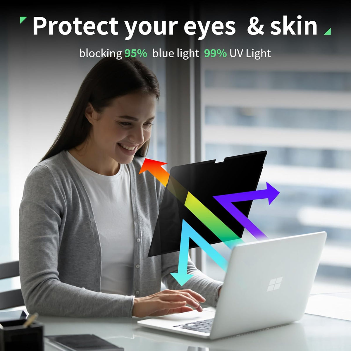 Nano 13.5 Inch Privacy Screen for Microsoft Surface Laptop 6/5/4/3/2/1, Removable Film Anti-Spy Filter Black Security Protector, Anti Glare Blue Light Shield Matte Screen Guard