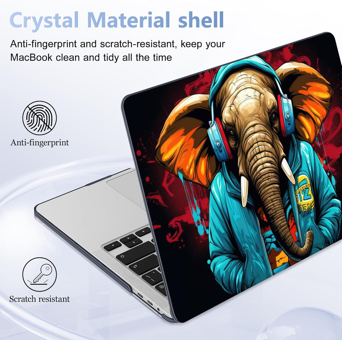 for MacBook Pro 16 inch Case 2019 2020 Release Model A2141, Plastic Hard Shell Cover with Keyboard Cover & Screen Protector for MacBook Pro 16 inch with Touch Bar & Touch ID, Elephant Hoodie