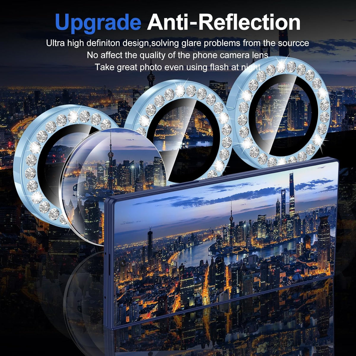 for Samsung Galaxy Z Fold 7 Camera Lens Protector, Individual Metal Ring Tempered Glass Lens Cover, [Strong Adsorption] Scratch Resistant Ultra-Thin HD Clear Lens Cover, 1 Set-Blue Diamond