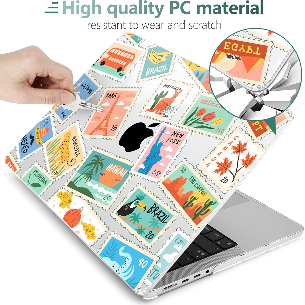 DONGKE for M4 MacBook Pro 16 Inch Case 2024 2023 2021 A3403 A3186 M3 A2991 M2 A2780 M1 A2485 Pro/Max Chip, Plastic Hard Shell Case & Keyboard Cover for Mac Pro 16 with Touch ID, Post Stamps