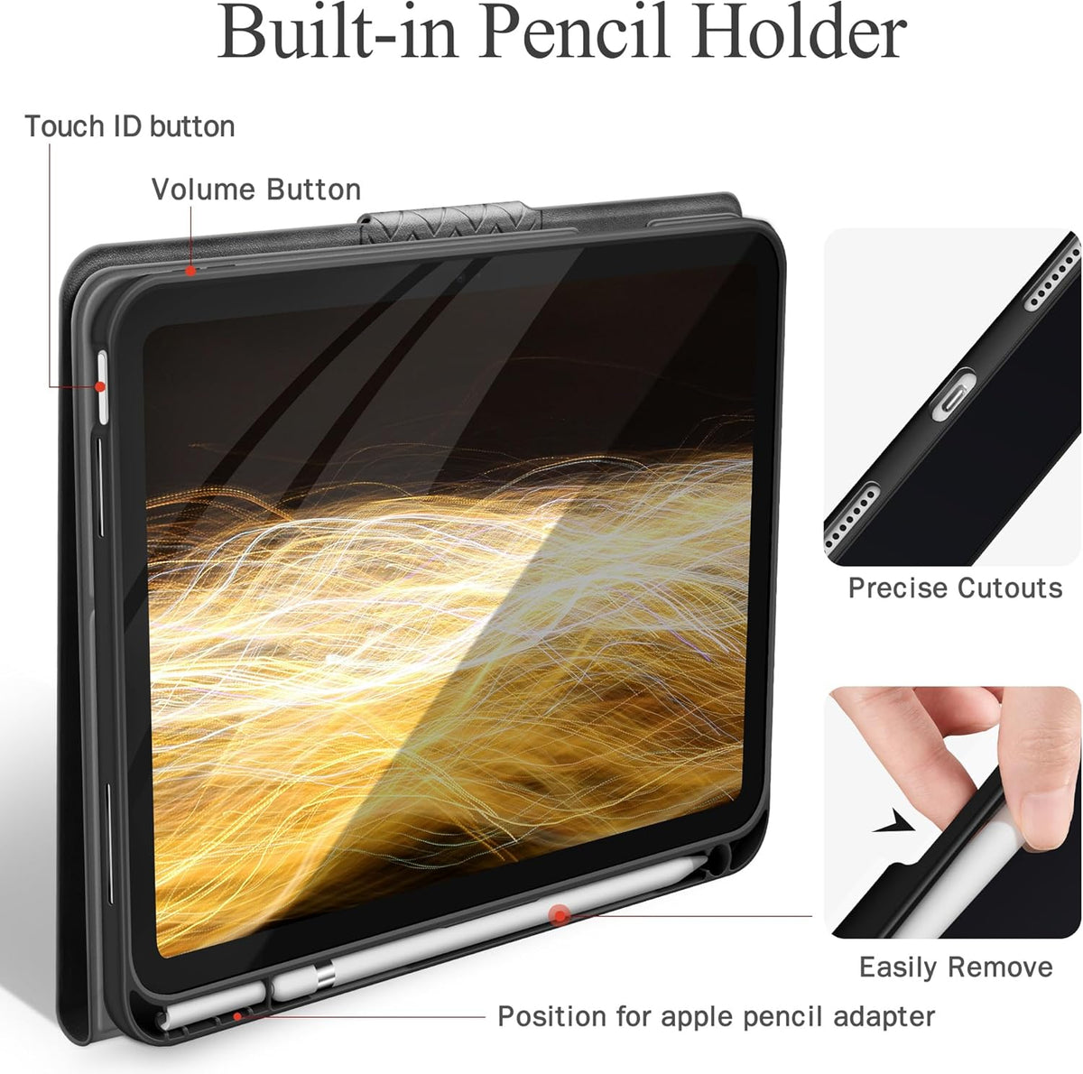 auaua Case for iPad (A16) 11th Generation 11 Inch 2025, iPad 10th Generation 10.9 Inch 2022, with Pencil Holder, Auto Sleep/Wake, Adjustable Stand, PU Leather (Grey)