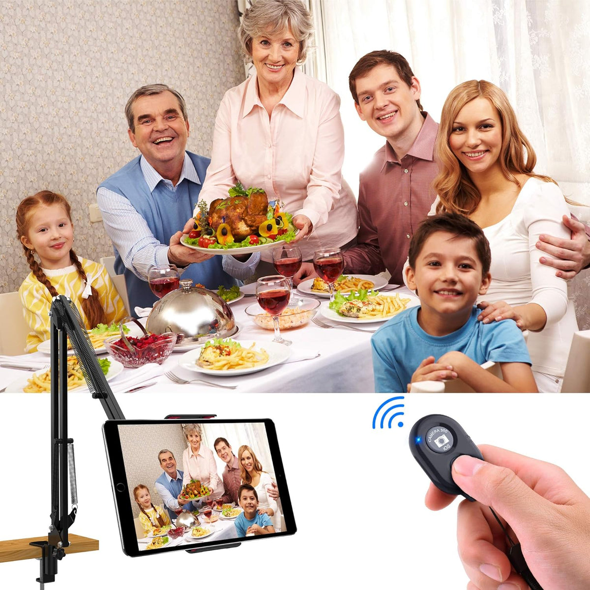 Wireless Camera Remote Shutter for Smartphones (2 Pack), Zttopo Wireless Phone Camera Remote Control Compatible with iPhone/Android Cell Phone - Wrist Strap Included Black&Blue
