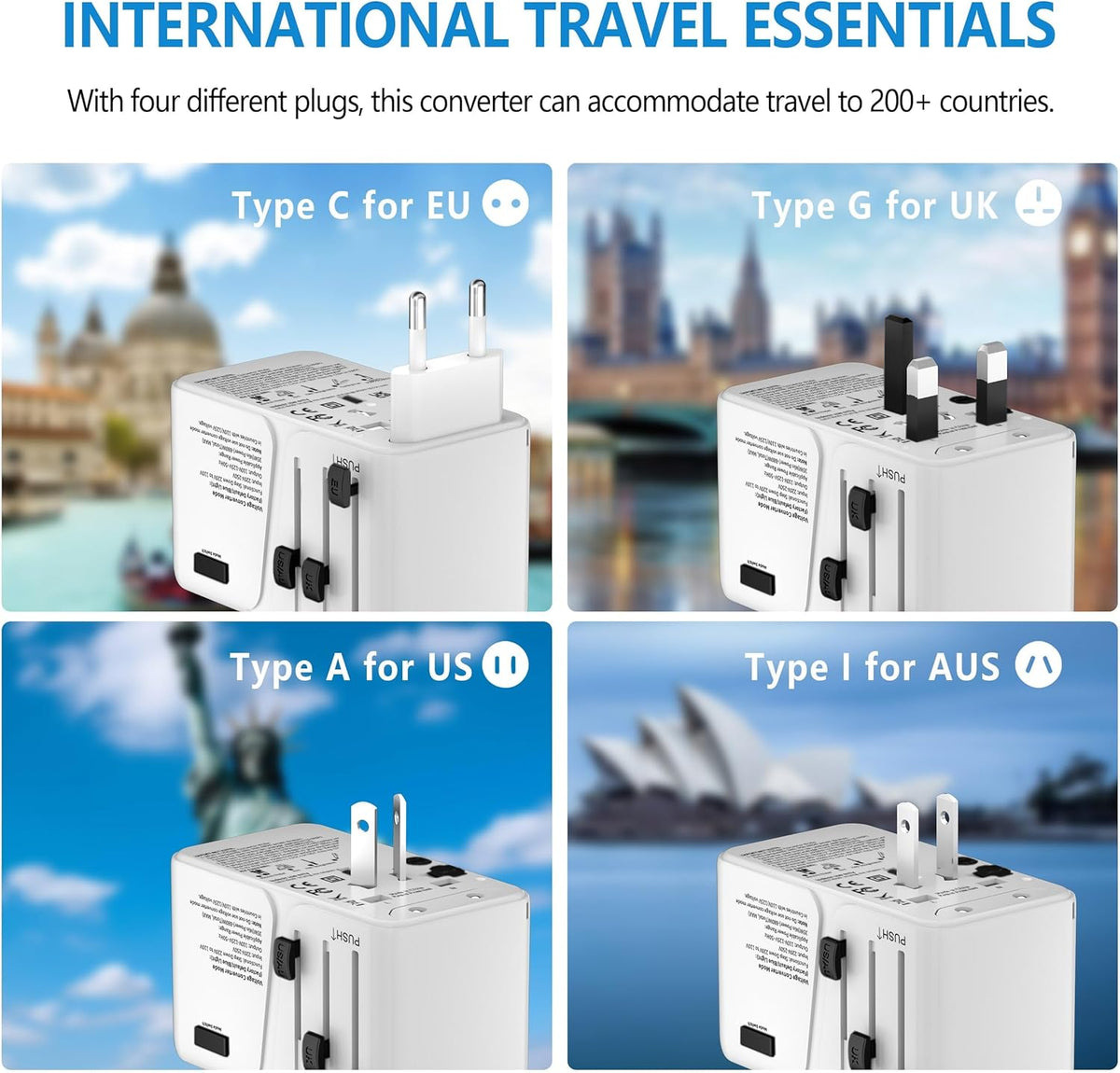 Travelconverter Adapter Voltage Converter That Steps Down 230 Volts to 120 Volts for use in Over 200 Countries,Including The U.S., U.K., Europe, and Australia(White)