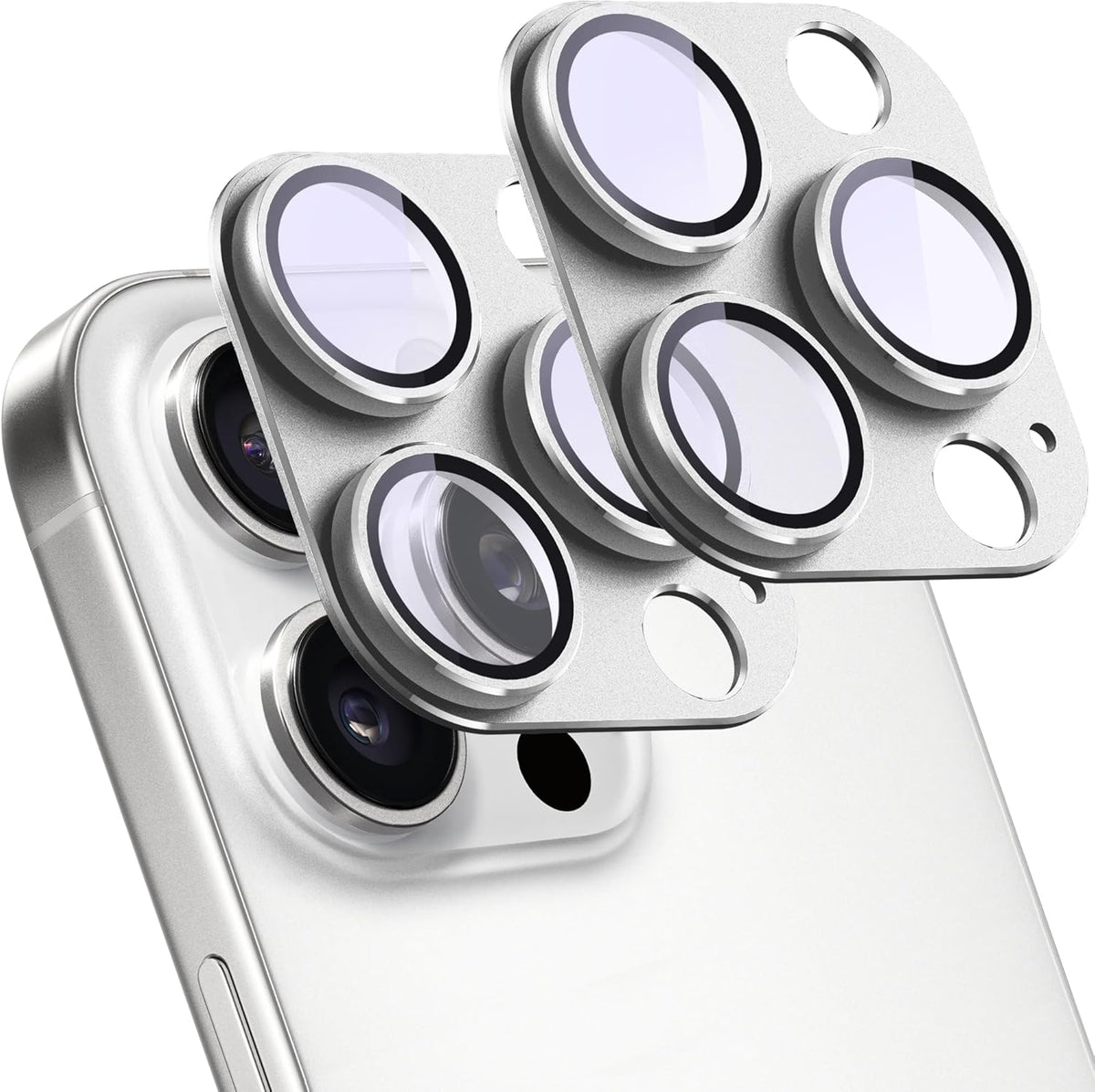 2 Pack Camera Lens Protector for iPhone 14 Pro/iPhone 14 Pro Max,[Not Easy to Breakn ] AR Tempered Glass Strong Adsorption Metal Camera Cover Screen-Silvery