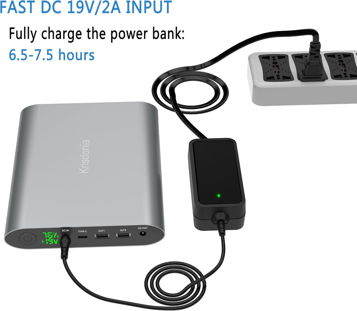 Krisdonia Portable Laptop Charger 185Wh/50000mAh Laptop Power Bank External Battery Pack for Laptop, Tablet, Projector, Smartphone and Others