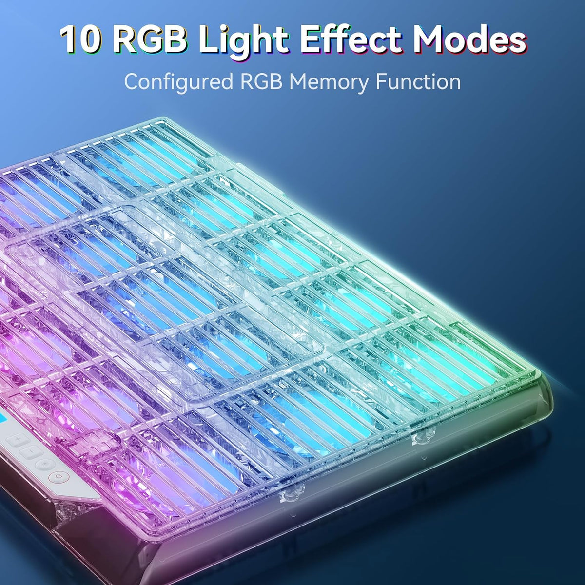 ICE COOREL Gaming Laptop Cooling Pad with 15 RGB Cooling Fans, Fully Transparent Laptop Fan Cooler Pad for 15-21 Inch, Gaming Laptop Cooler Stand with 8 Height Adjustable, USB Port and Type-C Port