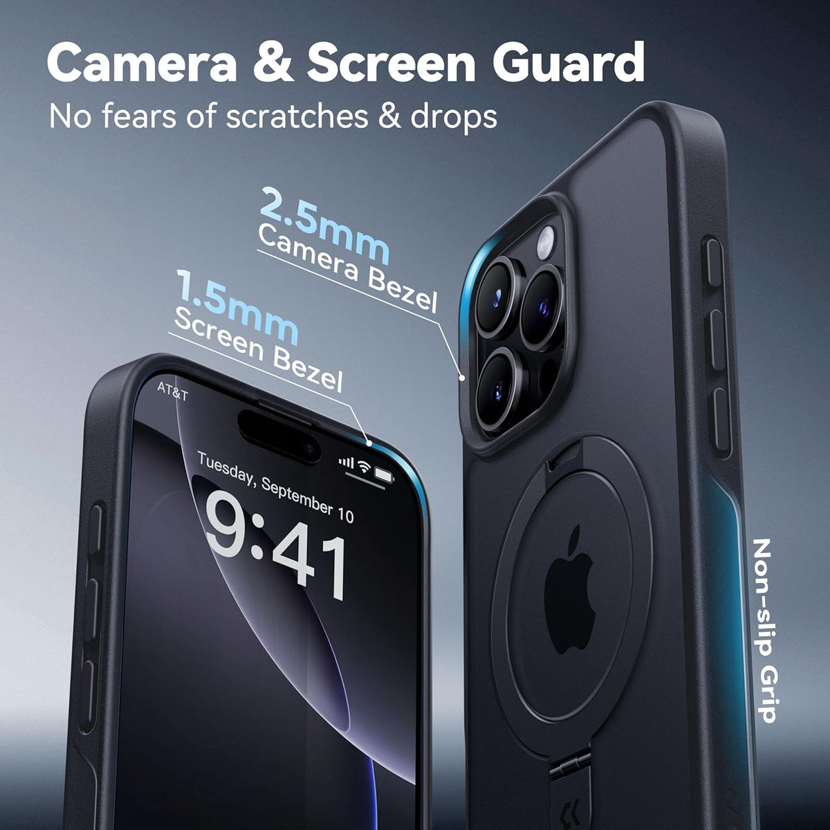 CASEKOO Designed for iPhone 16 Pro Max Case with Magnetic Invisible Stand [Military Drop Protection] [Compatible with MagSafe] Shockproof Slim Translucent Matte Promax Case 6.9 Inch, Black