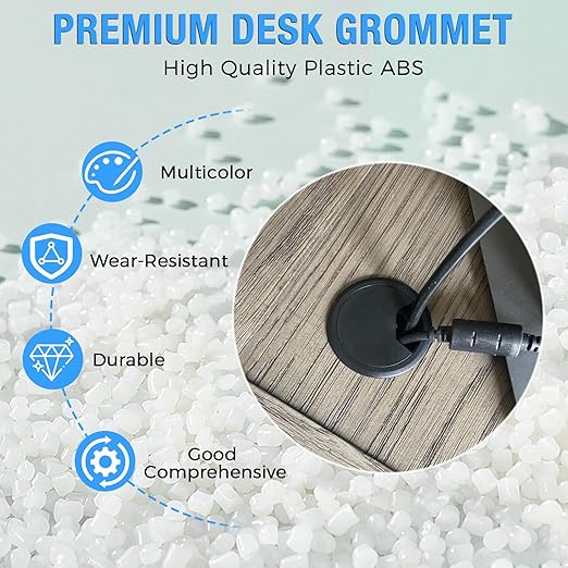 Desk Grommet 2-3/8" (60 mm), Desk Cord Hole Cover, White 2 Pcs