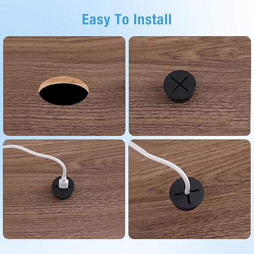 BOPOREAE Desk Grommet, 3/4 in 20 mm White 8 Pcs Silicone Rubber Grommets
