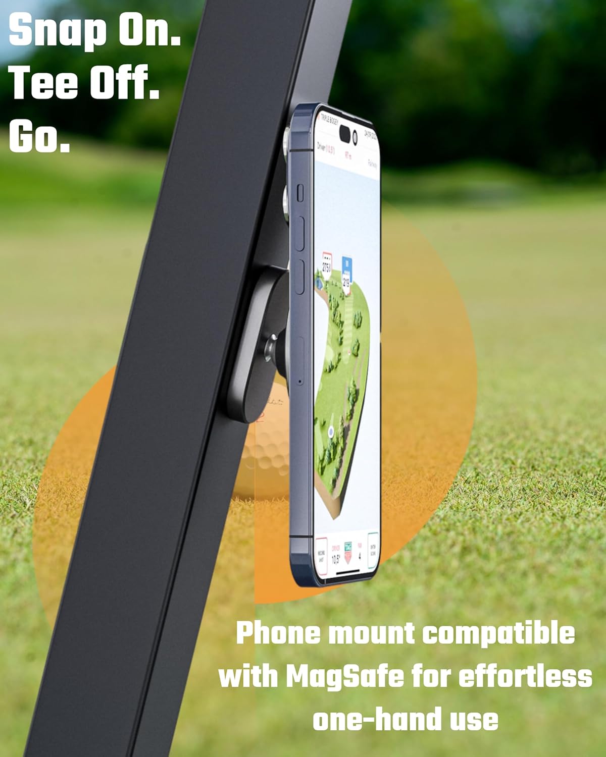 Alloy Magnetic Golf Cart Phone Holder for iPhone MagSafe & Android Compatible with Club Car, Icon, Yamaha, EZGO Golf Cart Accessories