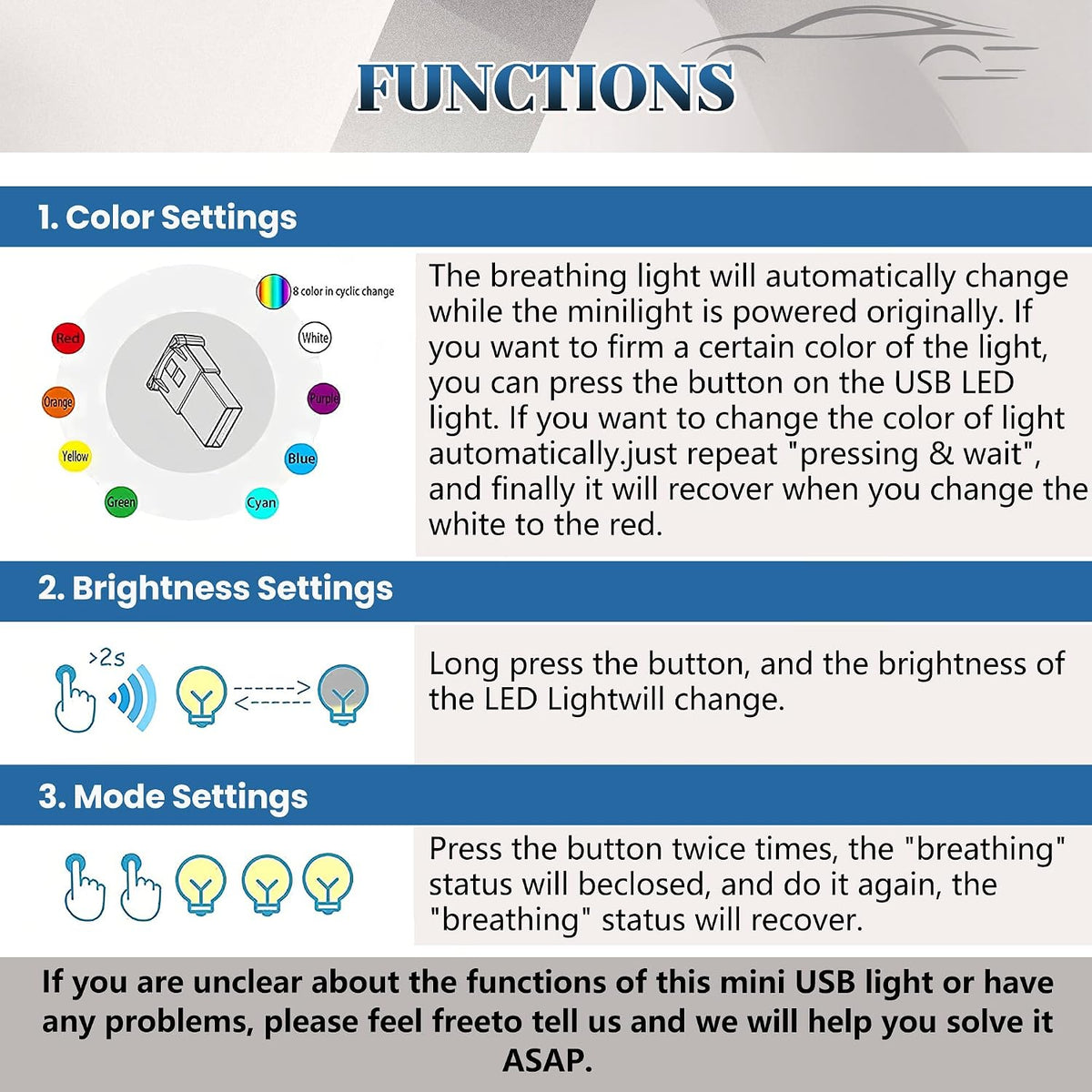 BlinkAutor 2 7 Setup Mini USB LED Light Pcs Type C LED Night Lamp Universal Atmosphere Smart Night Lamp Adjustable