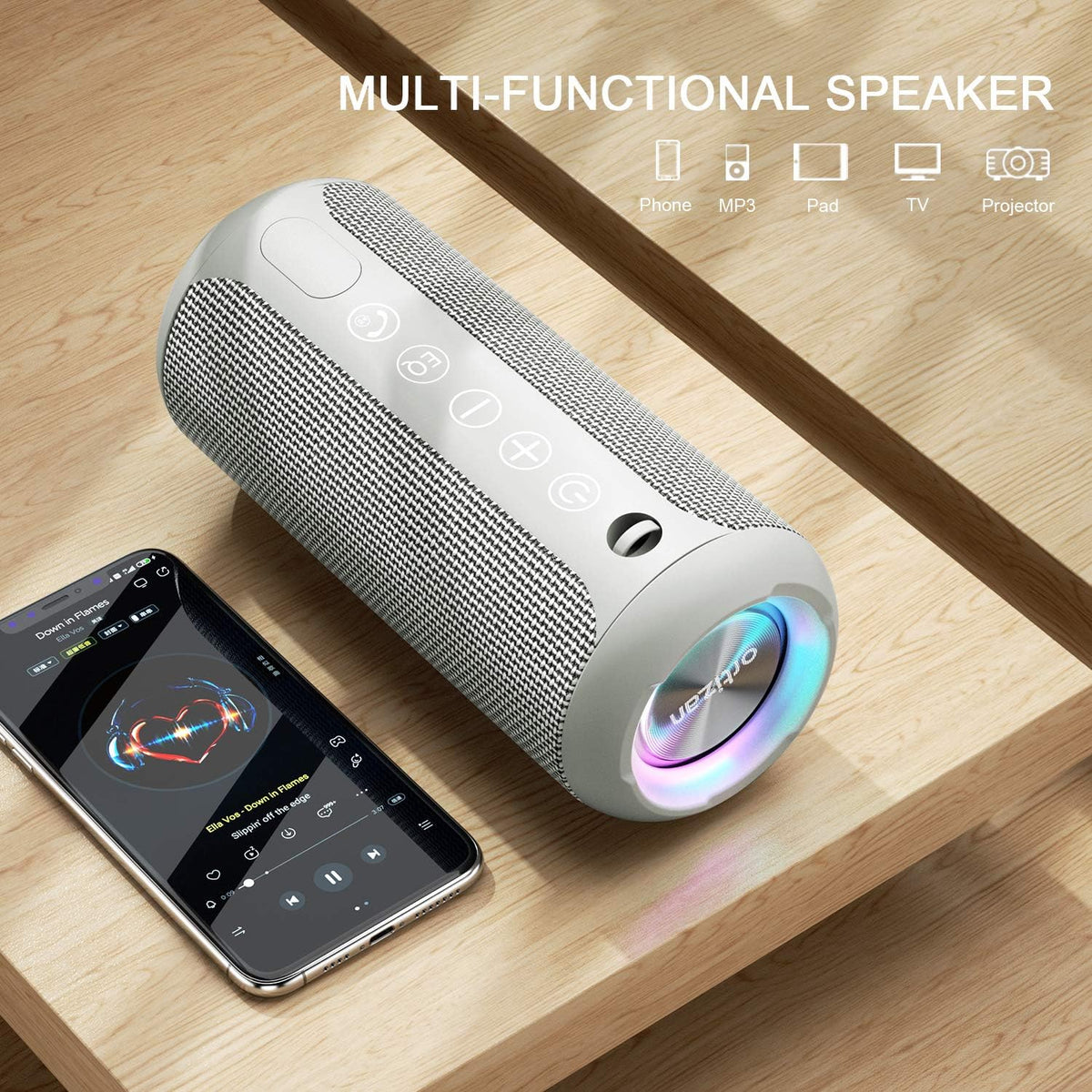 Ortizan Portable Bluetooth Speaker, IPX7 Waterproof Wireless Speaker with 24W Loud Stereo Sound, Outdoor Speakers with Bluetooth 5.0, 30H Playtime,66ft Bluetooth Range, Dual Pairing for Home
