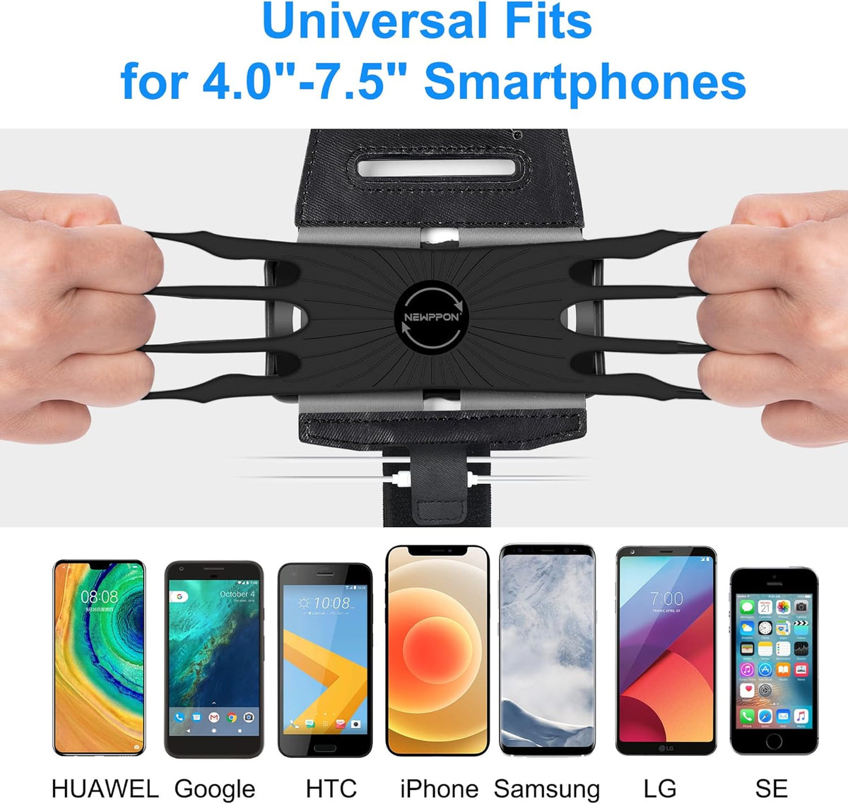 Newpponn Cell Phone Holder Armband - Reflective & Adjustable Wristband Strap Arm Bands Case Compatible with iPhone 16 15 14 13 12 Mini Pro Max Plus Samsung Galaxy Pixel for Workout Exercise Sports