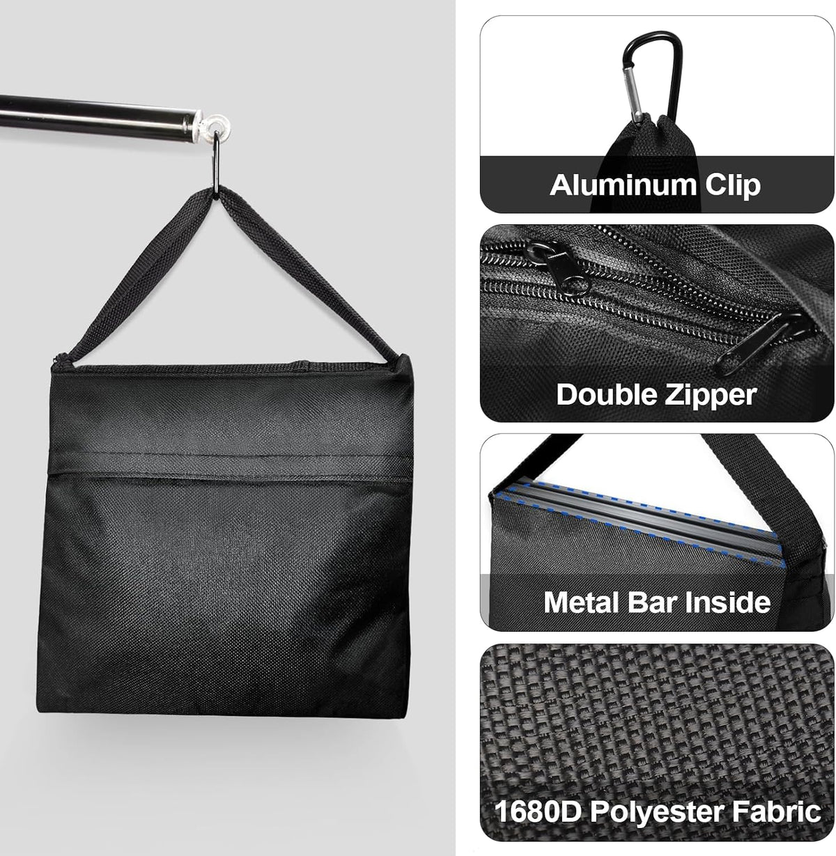 '-4 Packs Set(Black) EMART Heavy Duty Sandbag Photo Studio Weight Bag Saddlebag Design for Photography Light Stand