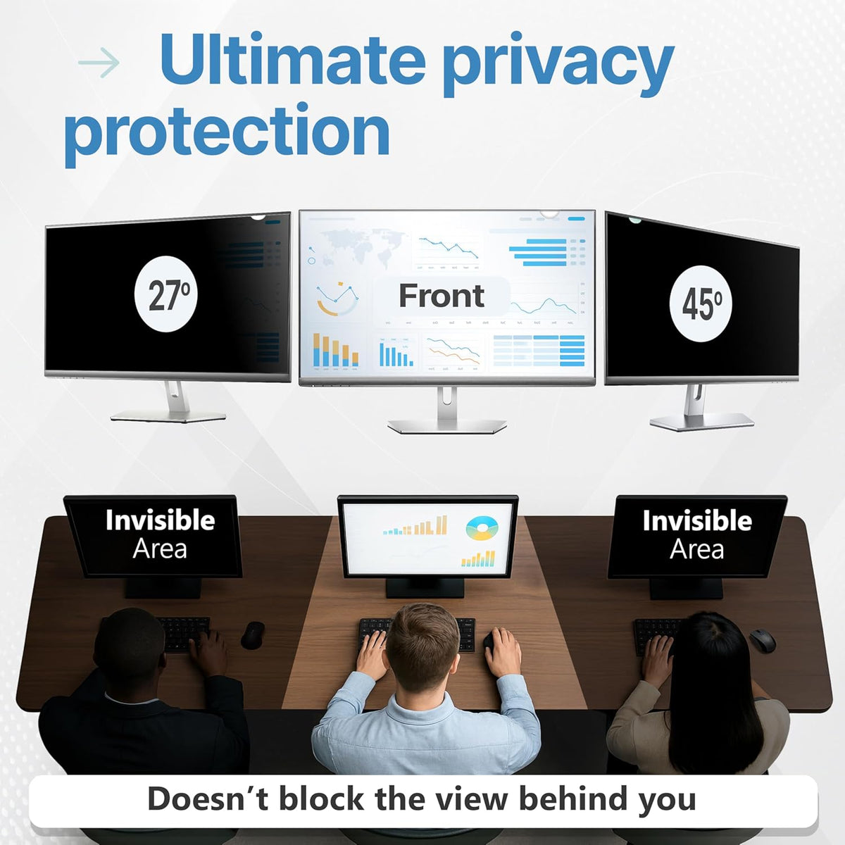 VINTEZ [2 Pack] 27 Inch 16:9 Privacy Screen for Computer Monitor and Laptop - Anti Glare Protector Film Blue Light Filter Eye Protection - Computer Screen Privacy Shield