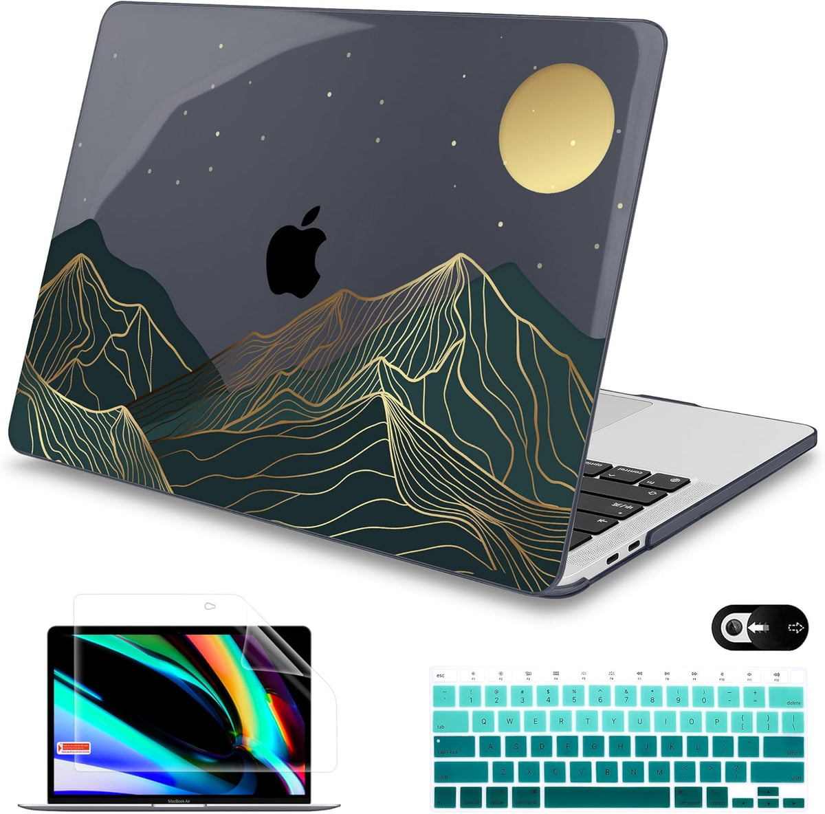 Mektron for MacBook Air 13 Case A1466/A1369 (2010-2017 Release), Snap-on Plastic Hard Shell Cover for MacBook Air 13.3 inch with Keyboard Cover, Abstract Mountain C112