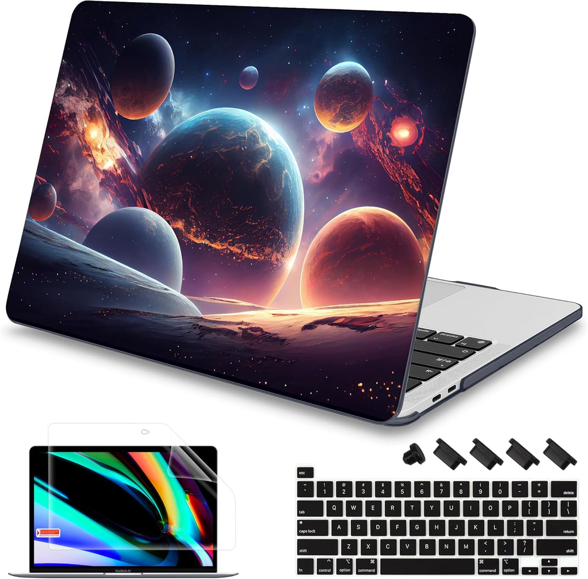 Mektron Case for MacBook Pro 16 Inch A2141 Cover 2019 Release 16" with Liquid Retina Display/Touch ID, Plastic Hard Shell with Keyboard Skin & Screen Protector & Dust Plug, Planets
