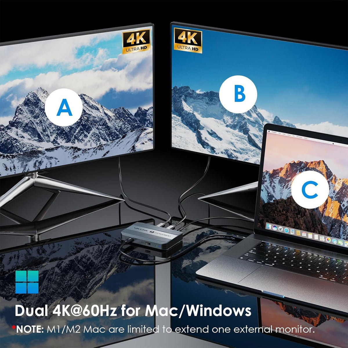 Thunderbolt 4 Hub, WAVLINK USB C Hub with Single 8K/ Dual 4K Display, 100w PD in, USB-A 3.2 Gen 2, for MacBook Pro/Air M1 M2 M3, Thunderbolt 4/3 Laptop