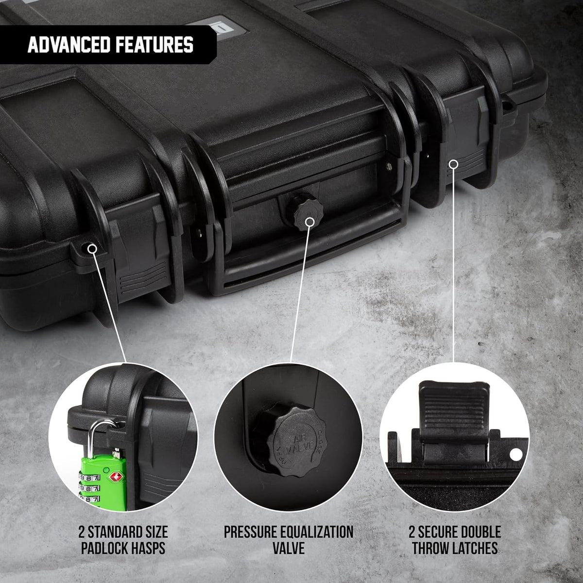 All Weather Hard Case 16 x 14 x 4” - TSA Approved Hard Shell Travel Case with Customizable Foam for Laptops, Electronics, Guns, Pistols and Other Gear