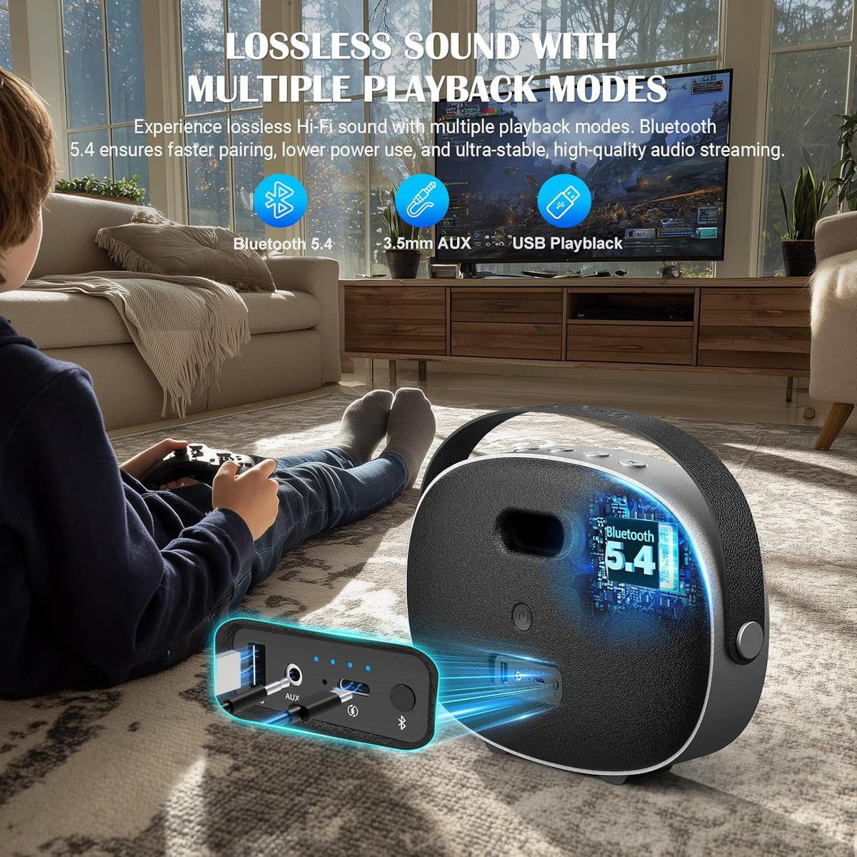 Bluetooth Speaker Loud, W-KING T8II Portable Bluetooth Speakers Wireless, 96W Peak Powerful Outdoor Boombox Subwoofer, Deep Bass/Clear Sound, BT5.4/Fast Charging/PowerBank/USB/AUX, Party Large Speaker
