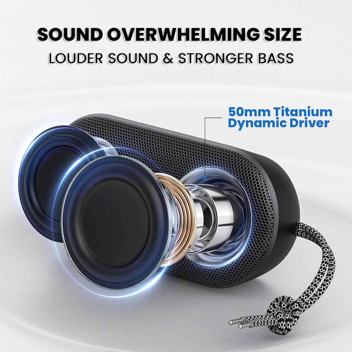 MIATONE Drum Shower Speaker with LED Lights, IPX7 Waterproof Bluetooth Speaker, 15W Loud Sound, Bluetooth 5.3, 24H Playtime, Portable Speaker for Bathroom, Shower, Pool, Beach, Teen Boys Girls Gifts