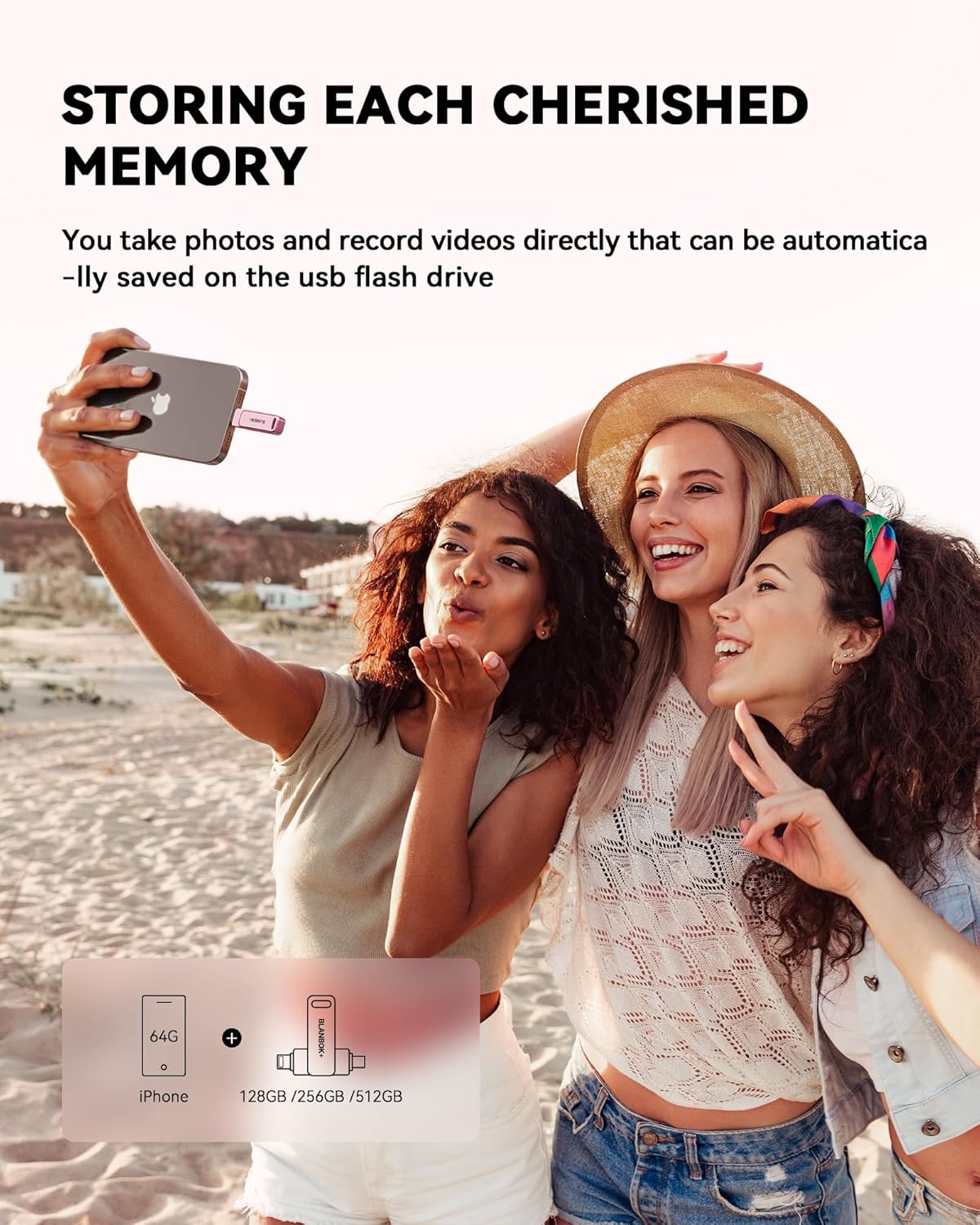 MFi Certified 256GB Flash Drive for iPhone Photo Stick, USB Thumb Drive Memory Stick High Speed USB Drive Photo Storage for iPhone Flash Drive Compatible for iPhone/iPad/Android/PC (Pink)