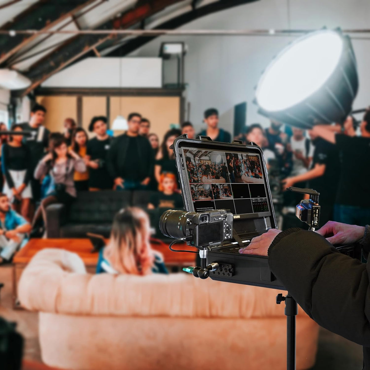 Osee GoStream Deck All in One Pro Live Streaming Multi Camera Video Mixer Switcher Recorder Player Kit 4 HDMI in USB-C I/O with 14 Inch Monitor Built-in DC-to-Type C Cable NDI(Optional) Upgradable