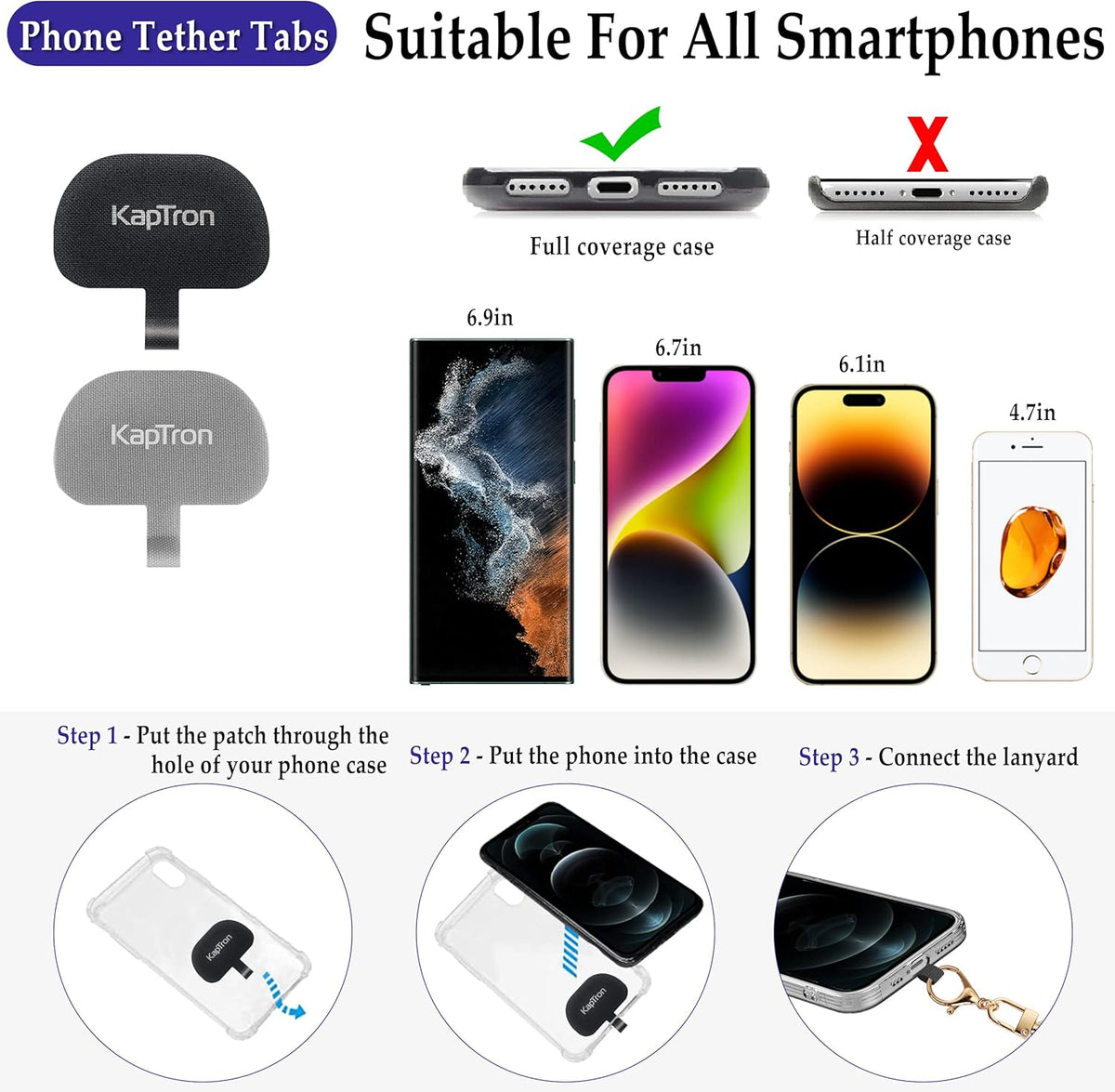 Universal Phone Lanyard with Wrist Strap, Adjustable Crossbody Cell Phone Lanyard Neck Strap and Wristlet Strap with 2 Lobster Clips, Phone Tether Patches and Phone Straps (Beige/Navy Blue, 2 Pack)