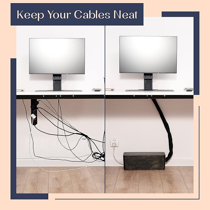 Large Cable Management Box - Cable Organizer Box and Power Strip Box for Electrical Cord Management - Hide Desk Cord and Floor Cables - Wire Storage and Organization for Cords