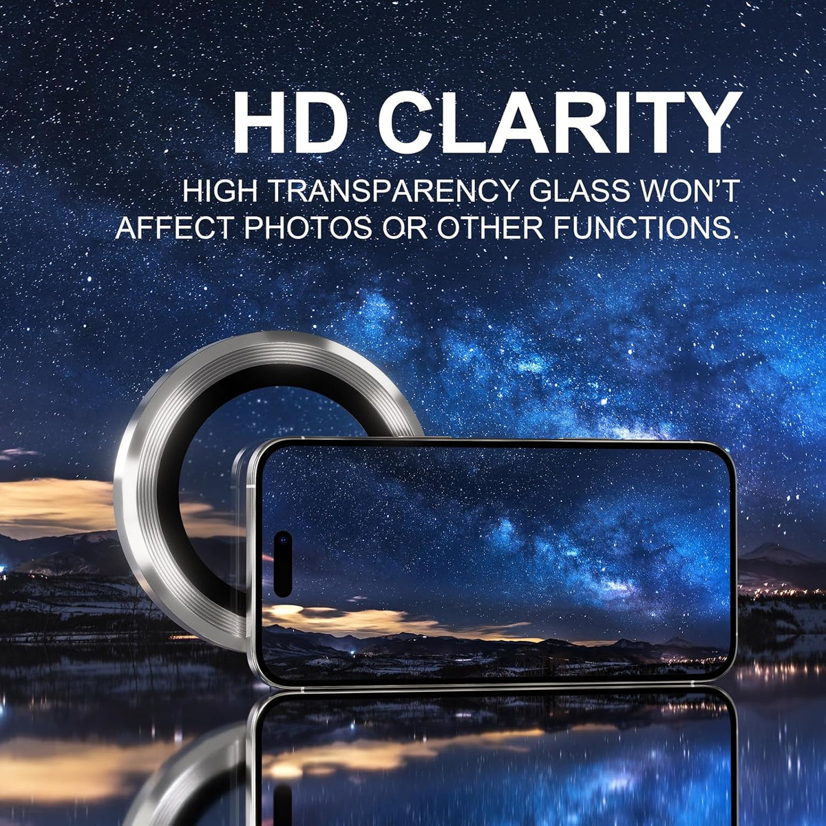 Choiche Compatible for iPhone 16 Pro/iPhone 16 Pro Max Camera Lens Protector, 9H Tempered Glass Camera Cover Screen Protector Metal Ring Decoration Accessories (Titanium Natural)