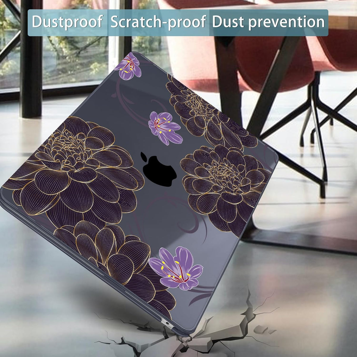 Mektron for 2025 M4 MacBook Air 13.6 Inch A3240 Case Fits 2023 A2681 M2 2024 A3113 M3 Chip with Liquid Retina Display, Printed Plastic Hard Shell Cover for MacBook Air 13.6", Golden Dahlia Flowers