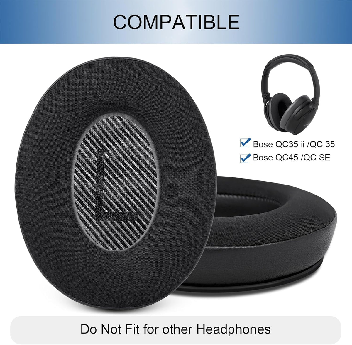 GEVO Ear Pads Cushions Replacement for Bose QC35 ii QC35, Earpads for Bose QuietComfort 35ii 35 Headphones with Protein Leather Noise Isolation Memory Foam (Cooling Gel Black)