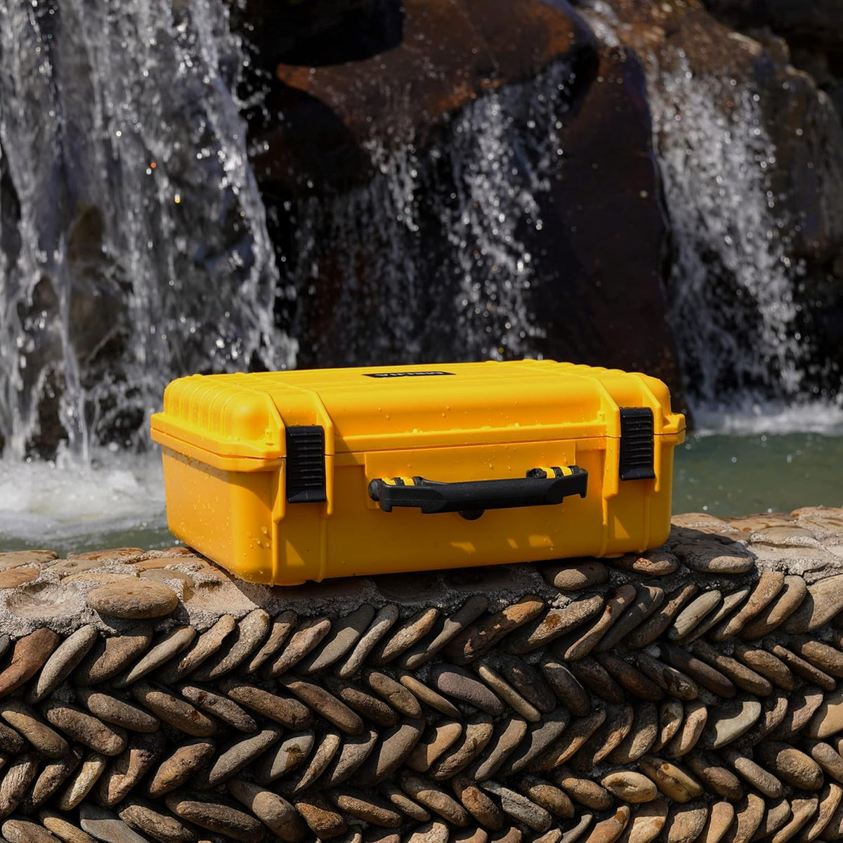 MEIJIA Portable All Weather Waterproof Protective Case,Hard Case,Camera Case With Customized Fit Foam,Fit Use of Drones,Camera,Equipments,Pistols,13.35 x11.63x5.98inches (Yellow)