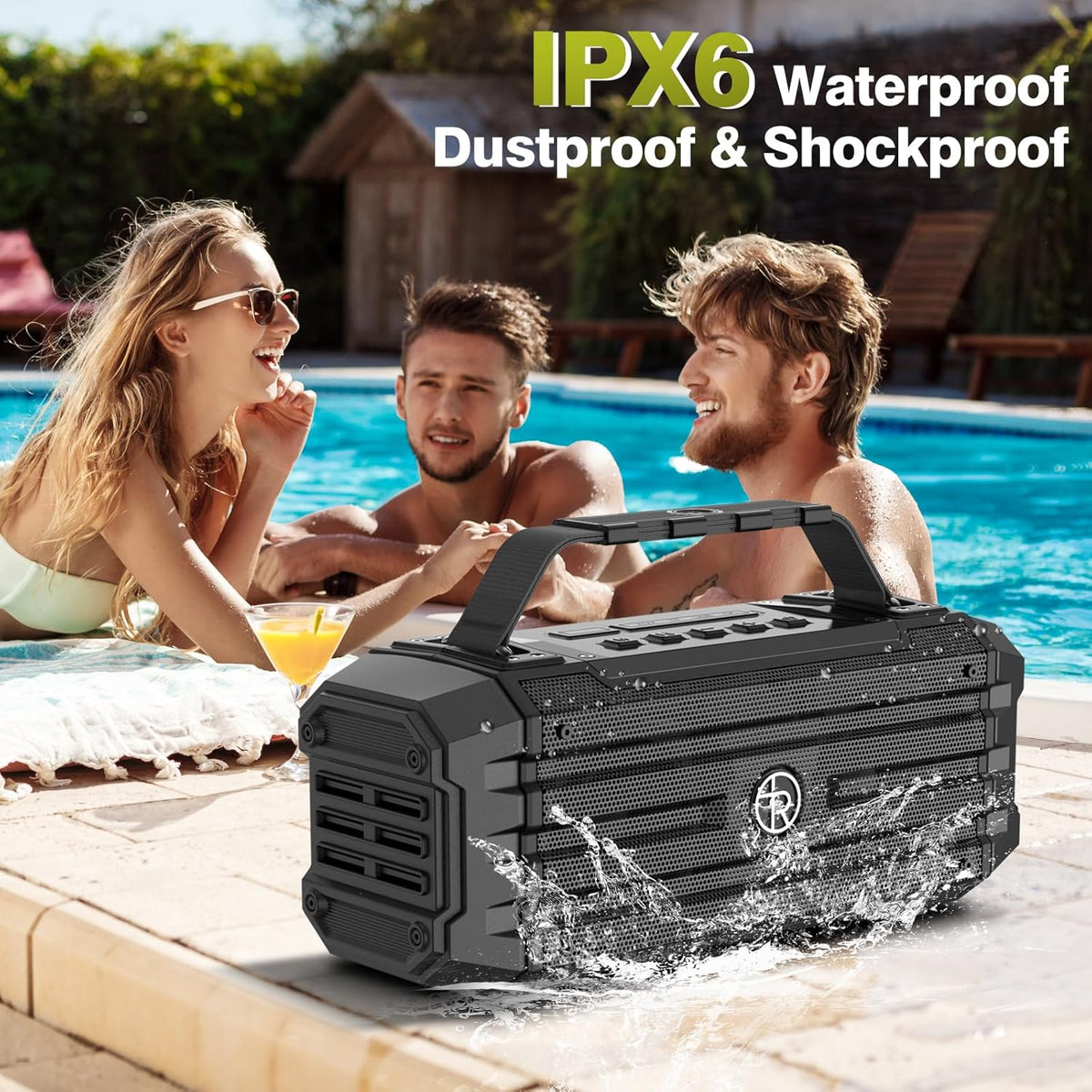 Bluetooth Speaker 120W Peak 80W Portable Wireless Hi-Fi Loud Outdoor IPX6 Waterproof Big Party Speakers with Deep Bass, TWS Pairing, DSP Sound Boombox for Home Camping Beach