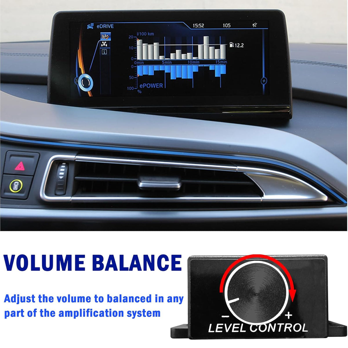 Groovely Universal RCA Remote Amplifier Level Controller with Bass Control Knob and Sub Amp Volume Control Cable