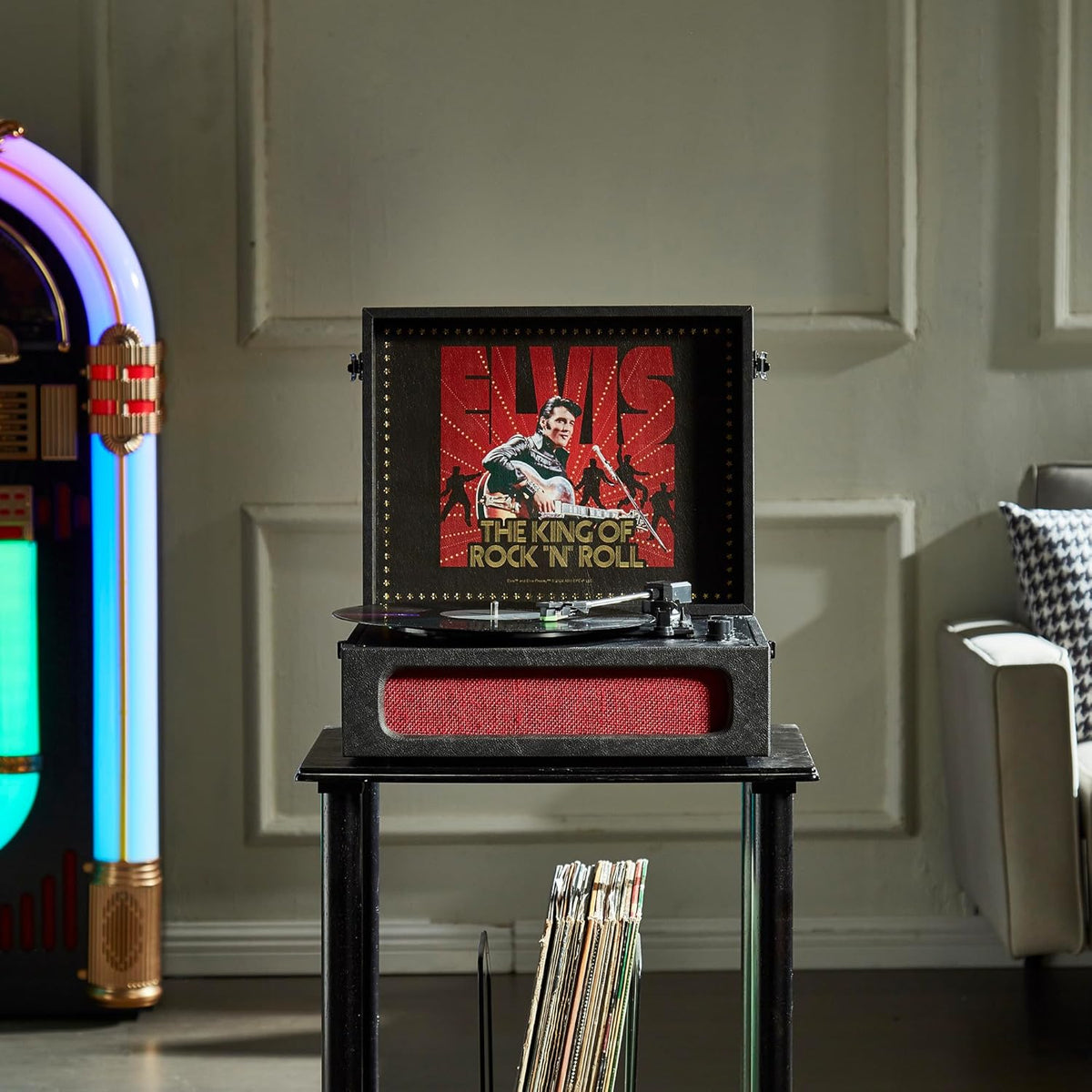 Arkrocket x Elvis Bluetooth Protable Record Player 3-Speed Bluetooth Input and Output Turntable Built-in Speakers with Magnetic Cartridge Auto Off - Elvis Presley '68