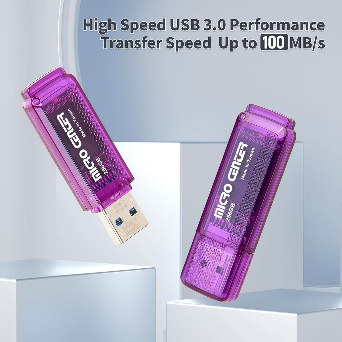 INLAND Micro Center Super Speed 256GB 2-Pack Ultra Flash Drive USB 3.0/USB3.1 Gen1 Memory Stick with Keychain Thumb Drive Photo Stick Jump Drive